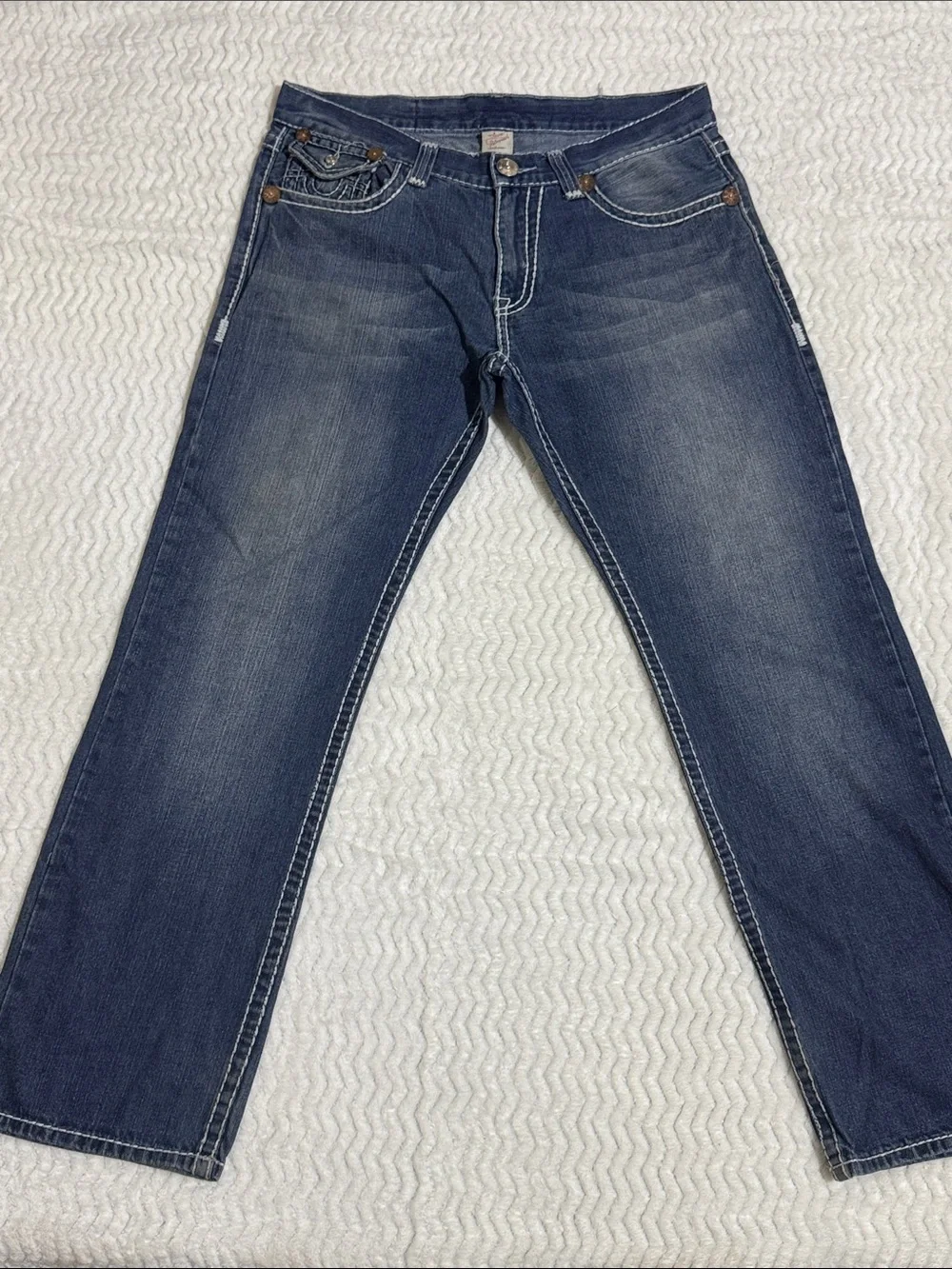 True Religion Joey Super T Denim Jeans Size 36 Embroidery Made in USA